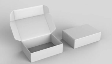 White blank hard cardboard gift or mailer box mock up template.